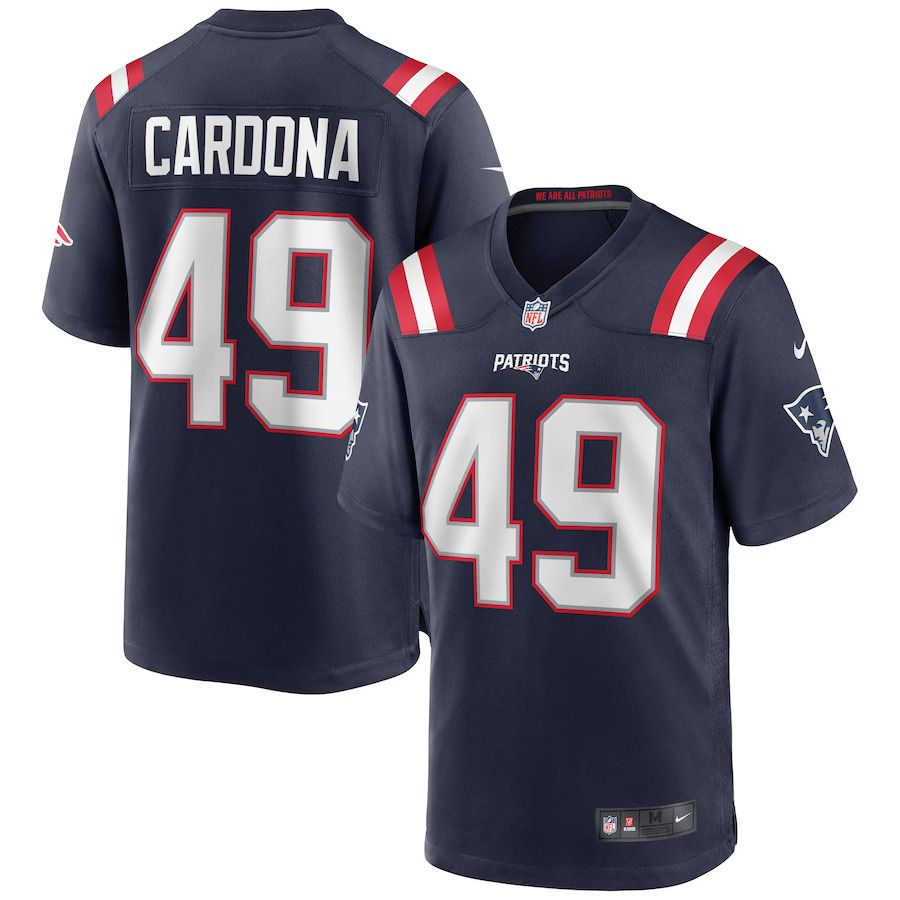 Men New England Patriots #49 Joe Cardona Nike Navy Game NFL Jersey